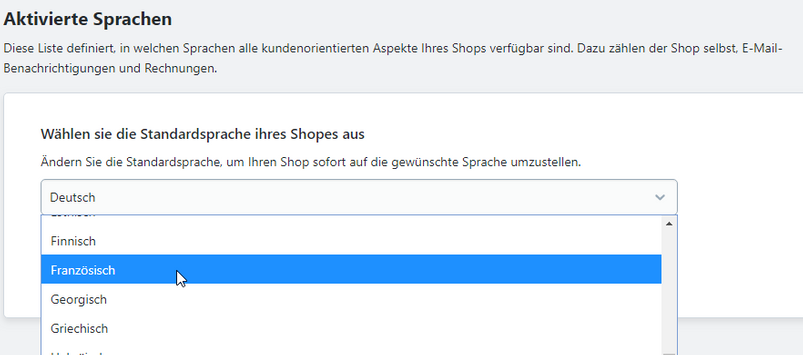 Shopsprache auswaehlen