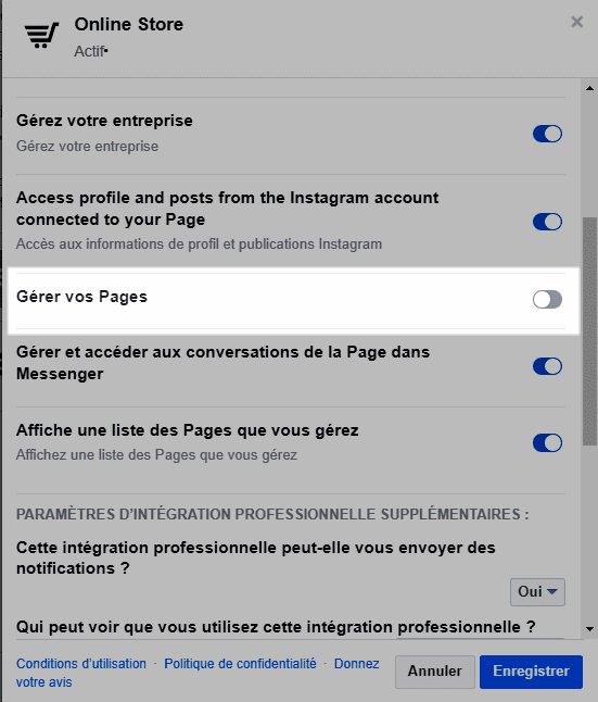 Gérer pages
