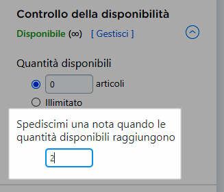 notifica scorte in esaurimento