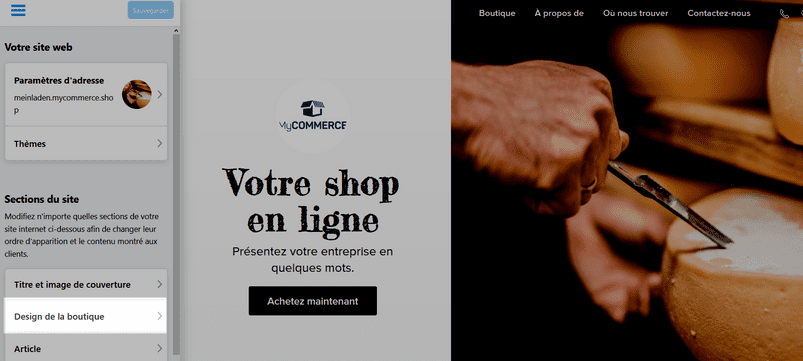 Design de la boutique