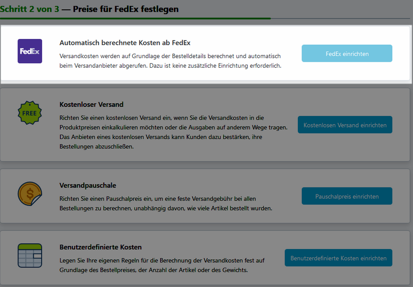 FedEx reinrichten