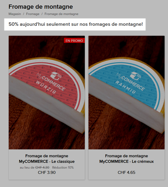 Promo fromages de montagne