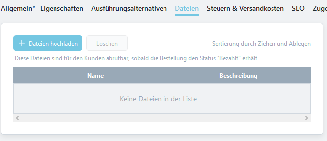 Digitales Produkt hochladen
