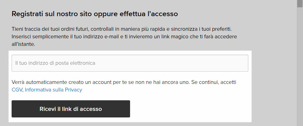 Ottenere il link di accesso