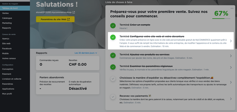 Ajouter la boutique à un site Web personnalisé 