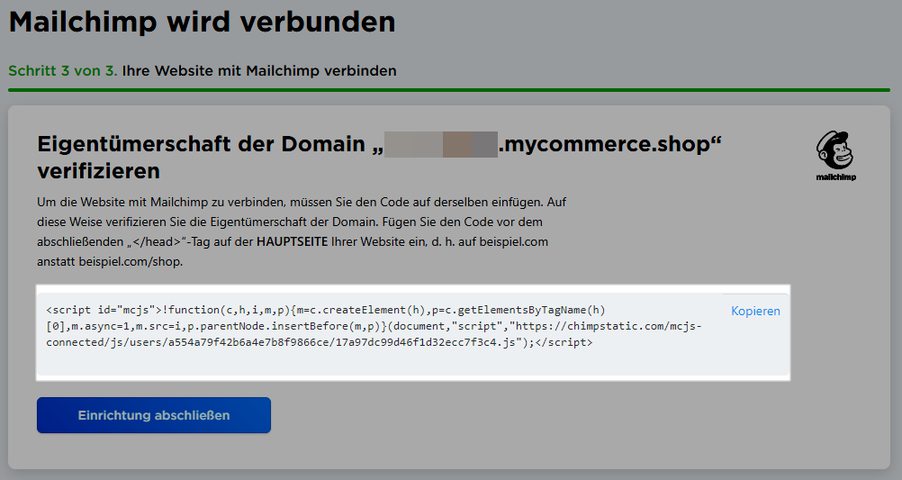 Mailchimp Website verifizieren