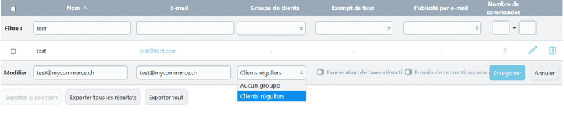 Ajouter un groupe client