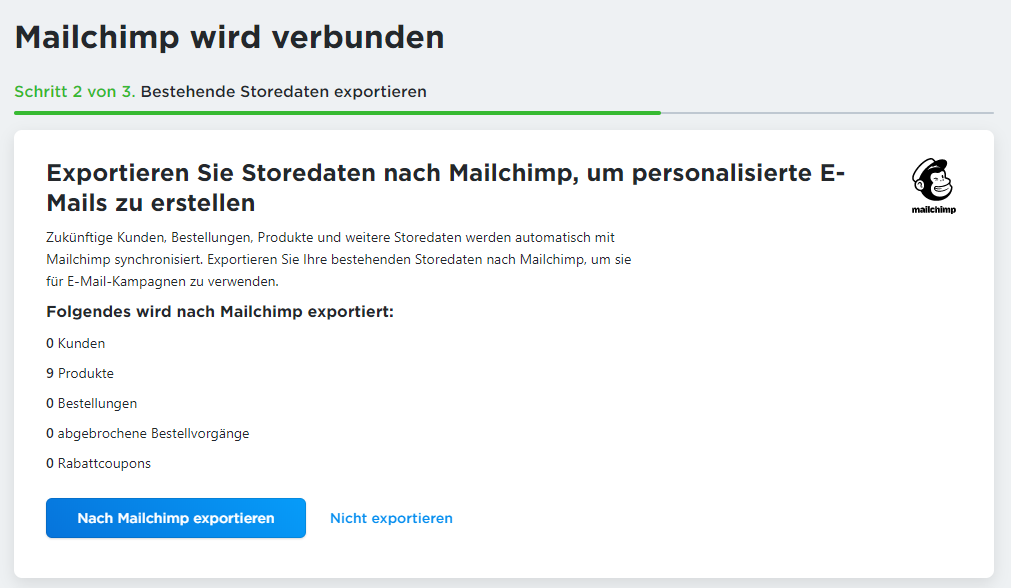 Shopdaten nach Mailchimp exportieren