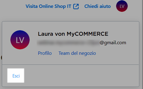 uscire dall account mycommerce