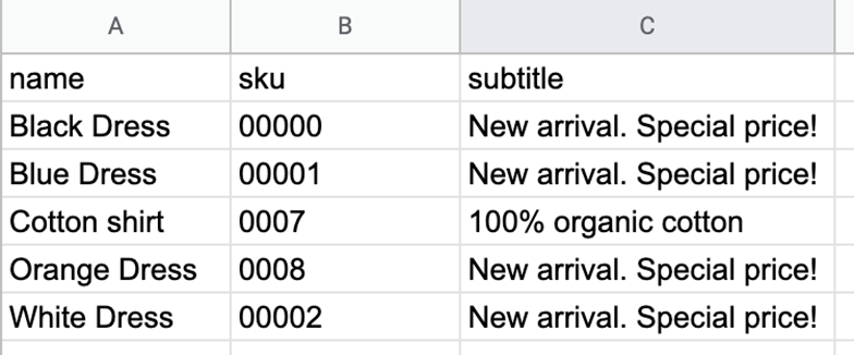 Beispiel Google Sheets