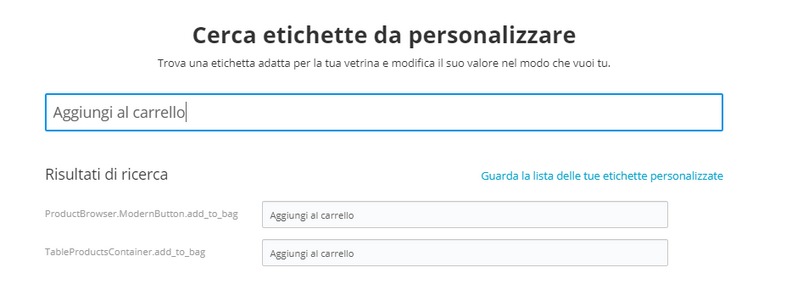 Cercare etichetta da modificare