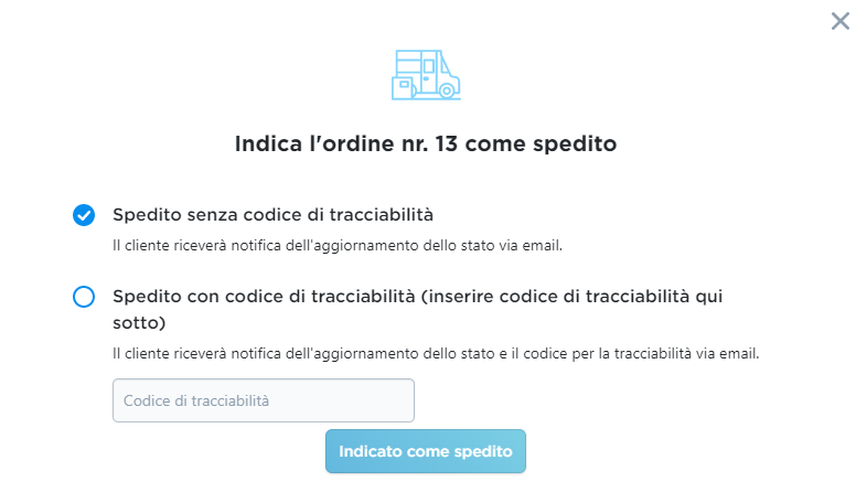 inserire il numero di tracking