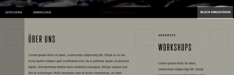 Block hinzufügen im Squarespace