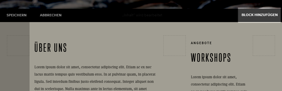 Aggiunta blocco in Squarespace