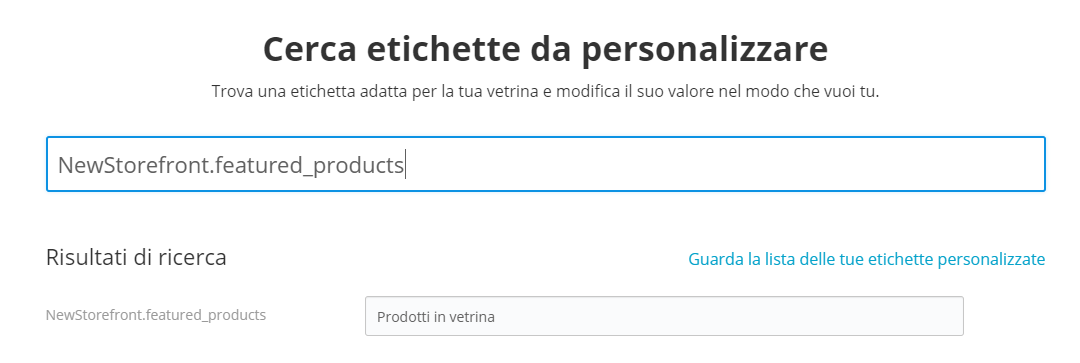 cambiare titolo dei prodotti in vetrina