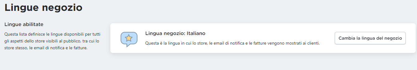 cambiare la lingua del negozio