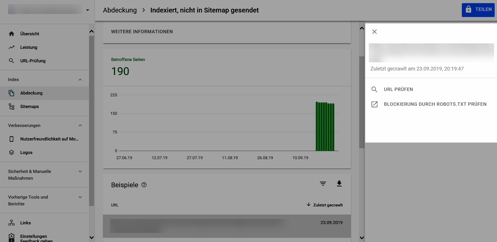 Richiesta di una nuova indicizzazione nella Google Search Console