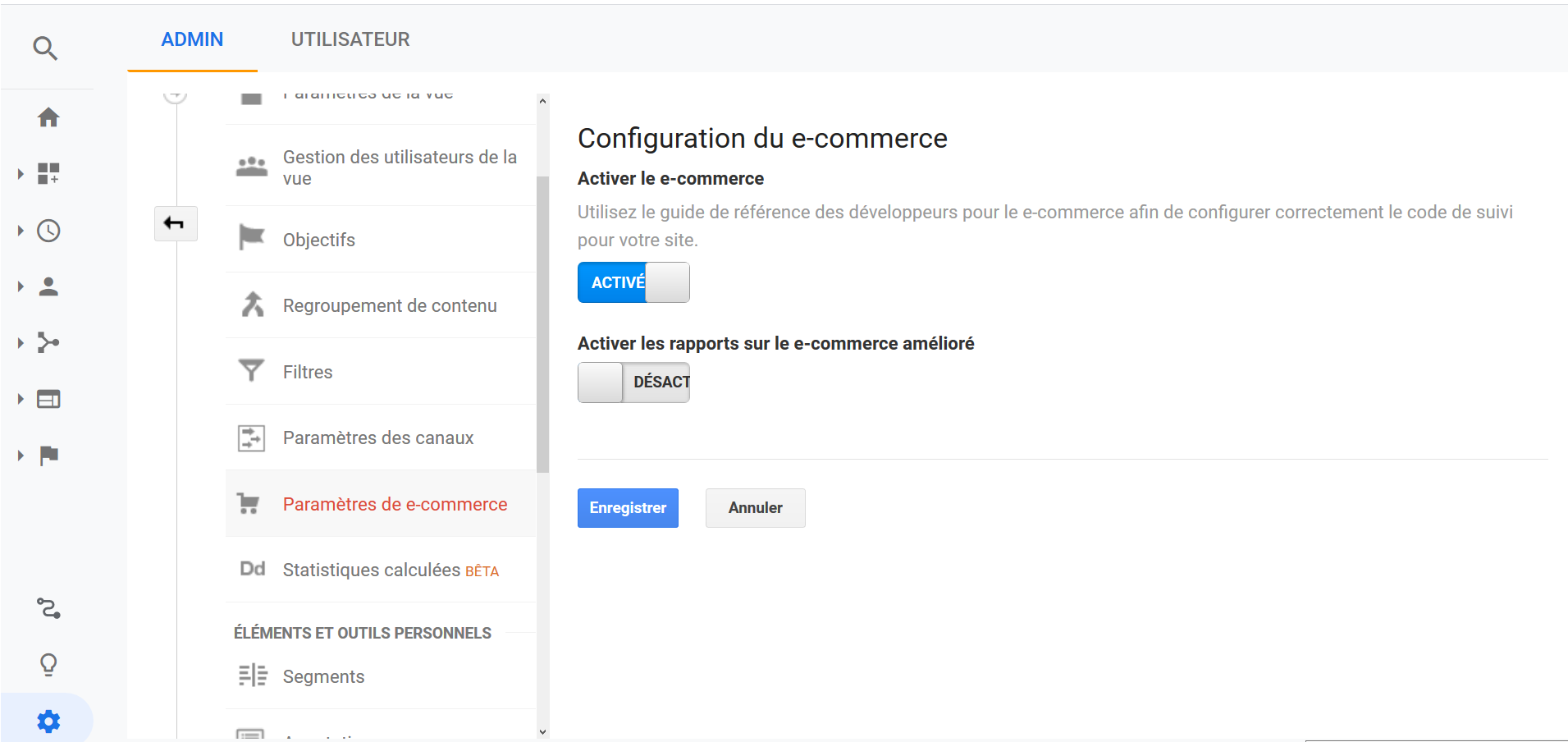 Configuration du e-commerce