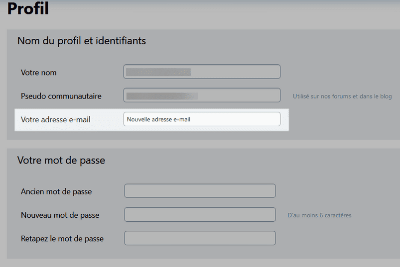 Modifier l’adresse e-mail de connexion