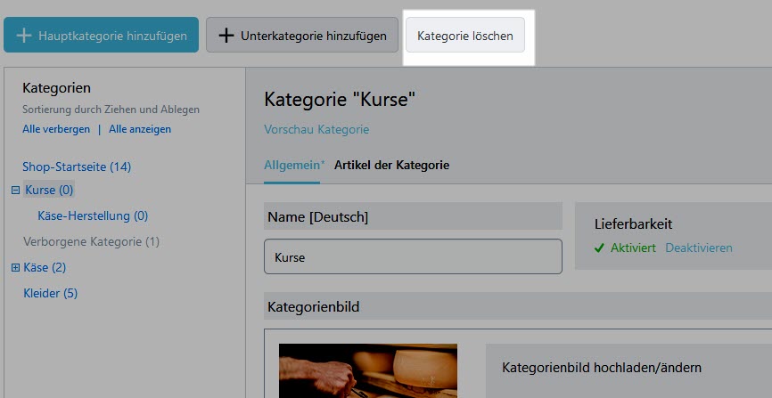 Kategorie löschen