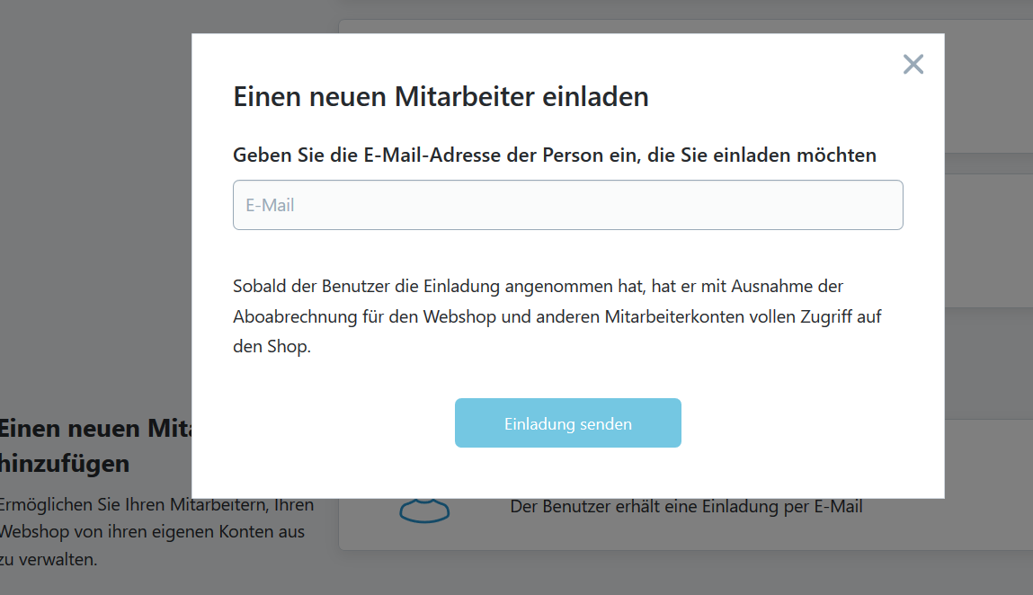 Mitarbeiter mittels E-Mail-Adresse einladen