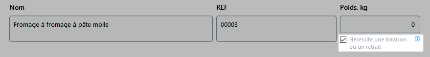 Nécessité une livraison ou un retrait
