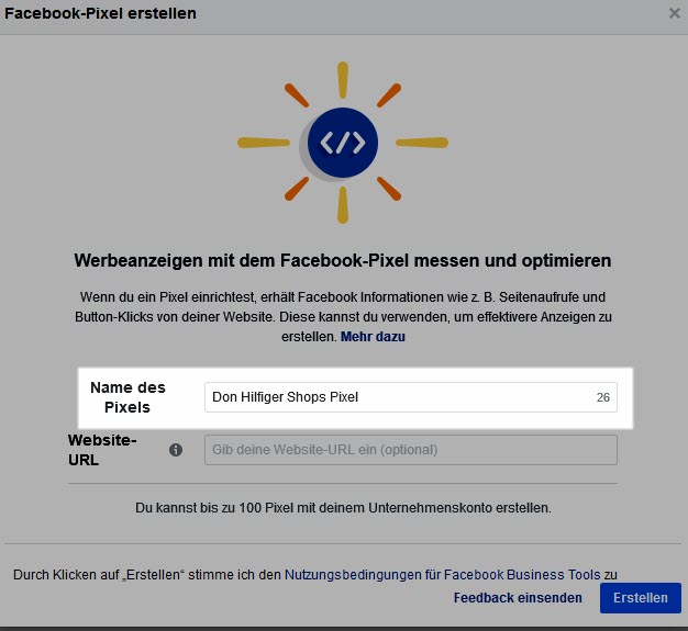 Facebook Pixel erstellen 2