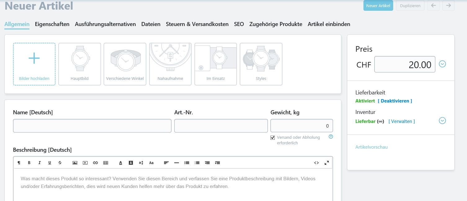 Produkte manuell hinzufügen 2