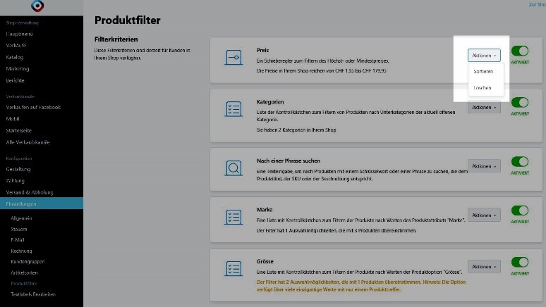 Filter löschen