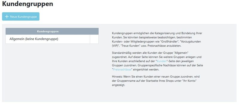 Kundengruppen erstellen
