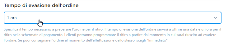 tempo di evasione dell'ordine