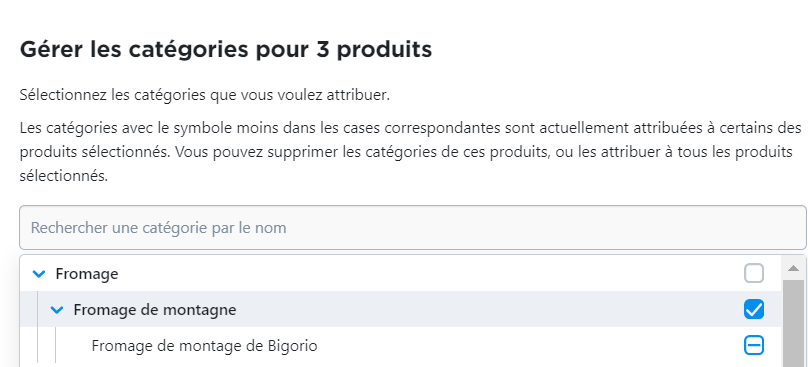 attribuer ou retirer des catégories de façon groupée