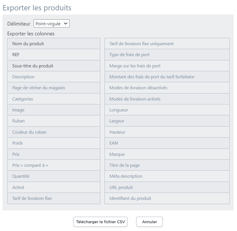 exporter les colonnes