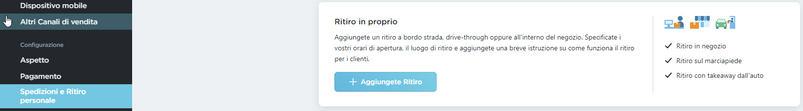 ritiro in loco