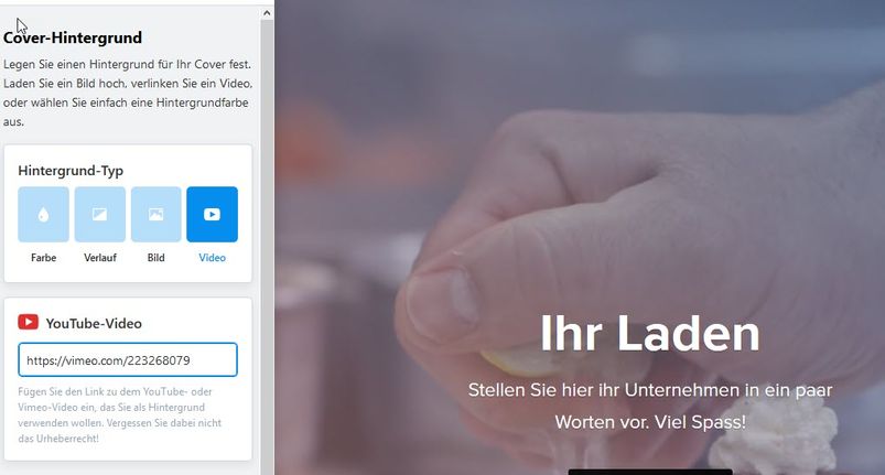Design Startseite Hintergrund Verlauf mit Video