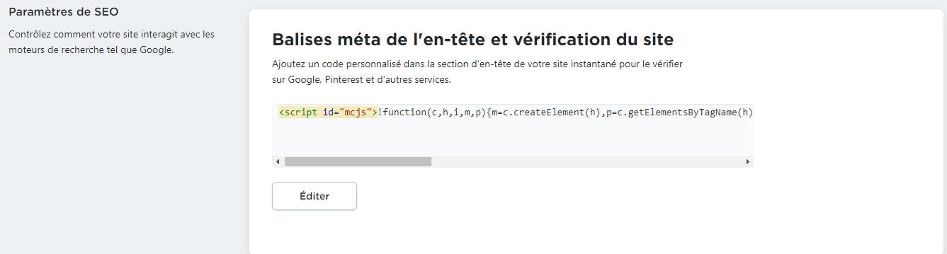 verifications site web pour mailchimp