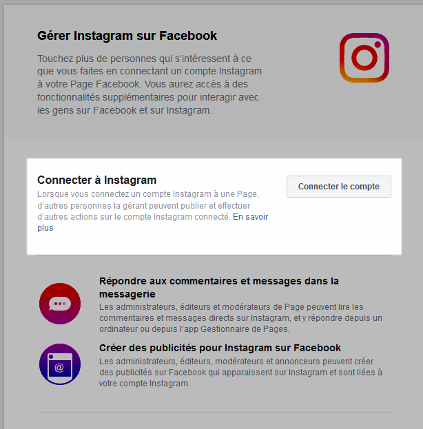 Connecter à Instragram