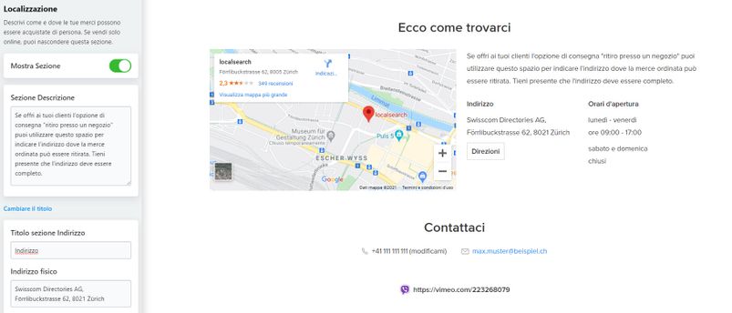 Inserire indirizzo per opzione "ritiro in negozio"