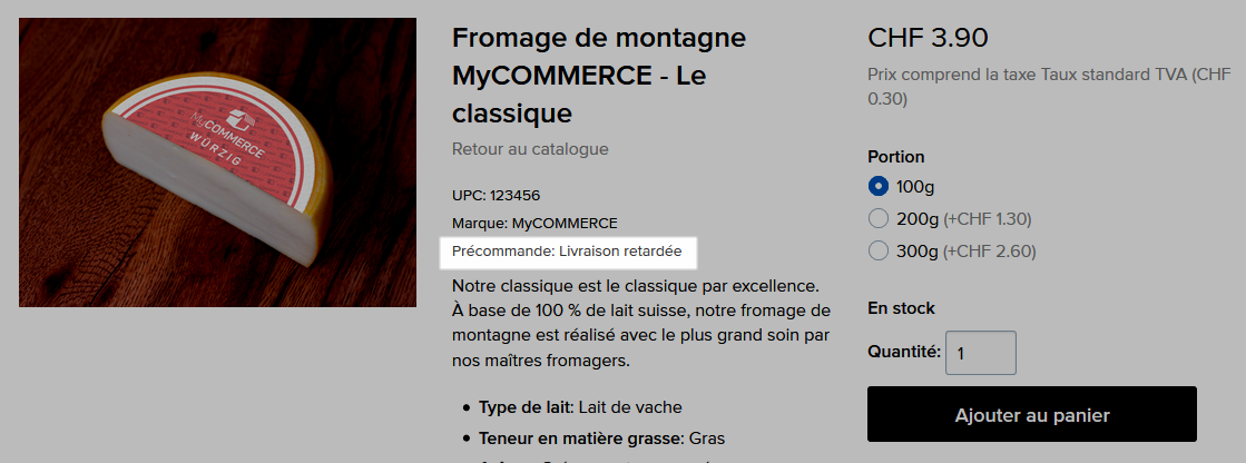 Précommande dans le shop