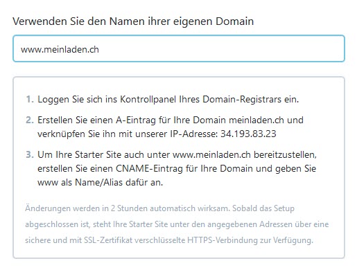 Eigene Domain verwenden