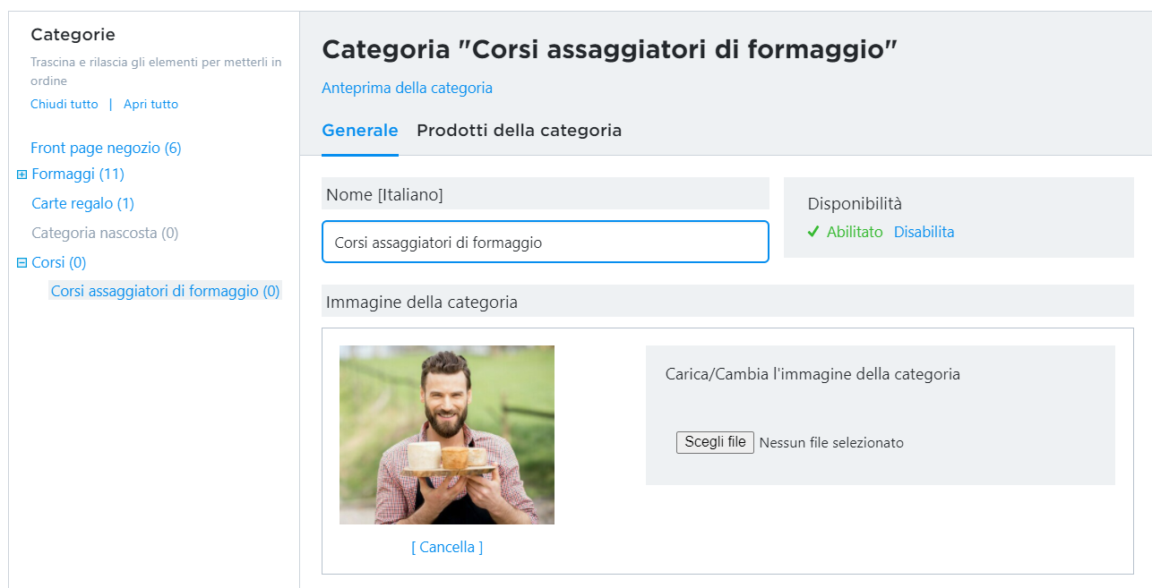 aggiungere titolo alla sottocategoria