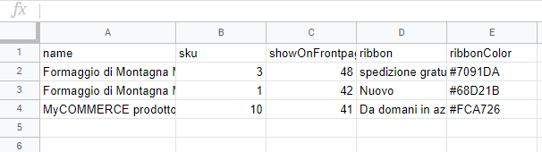 file csv banner di prodotti