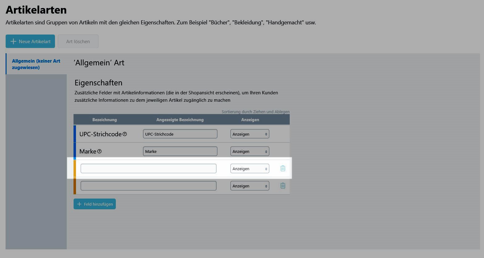 Produktattribut erstellen