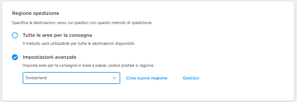 regione spedizione