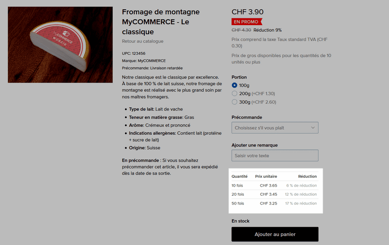 Prix de gros page d'article