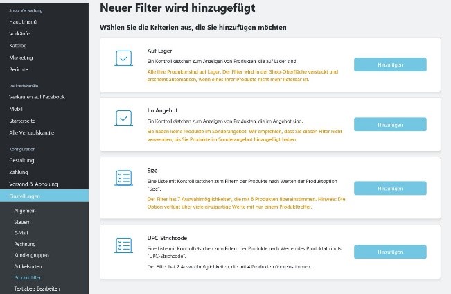 Neues Attribut neuer Filter