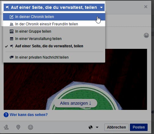 Facebook Chronik teilen
