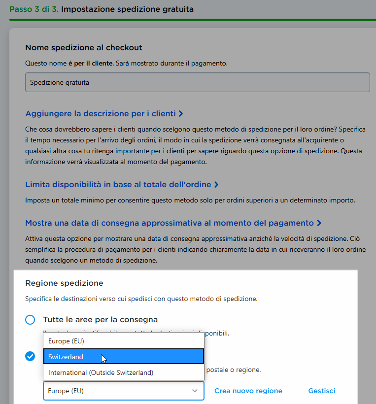 applicare una zona a una spedizione