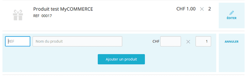 Ajouter un produit à une commande