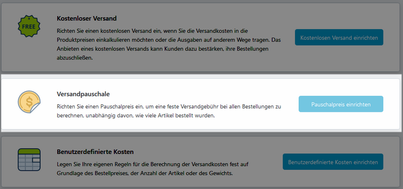 versandpauschale einrichten